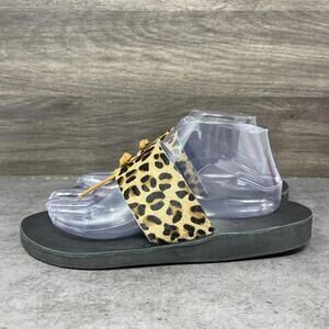 Sseko Sandals Womens Size 9 T Strap Leopard Print Black